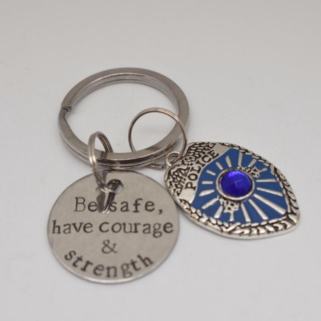 police badge be safe have courage and strength keychain.jpg